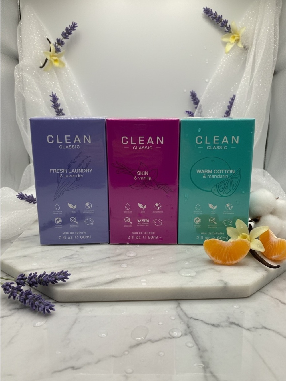 CLEAN Classic Eau de Toilette 2 Fl Oz Fresh Laundry Skin Vanilla Mandarin - Picture 1 of 8